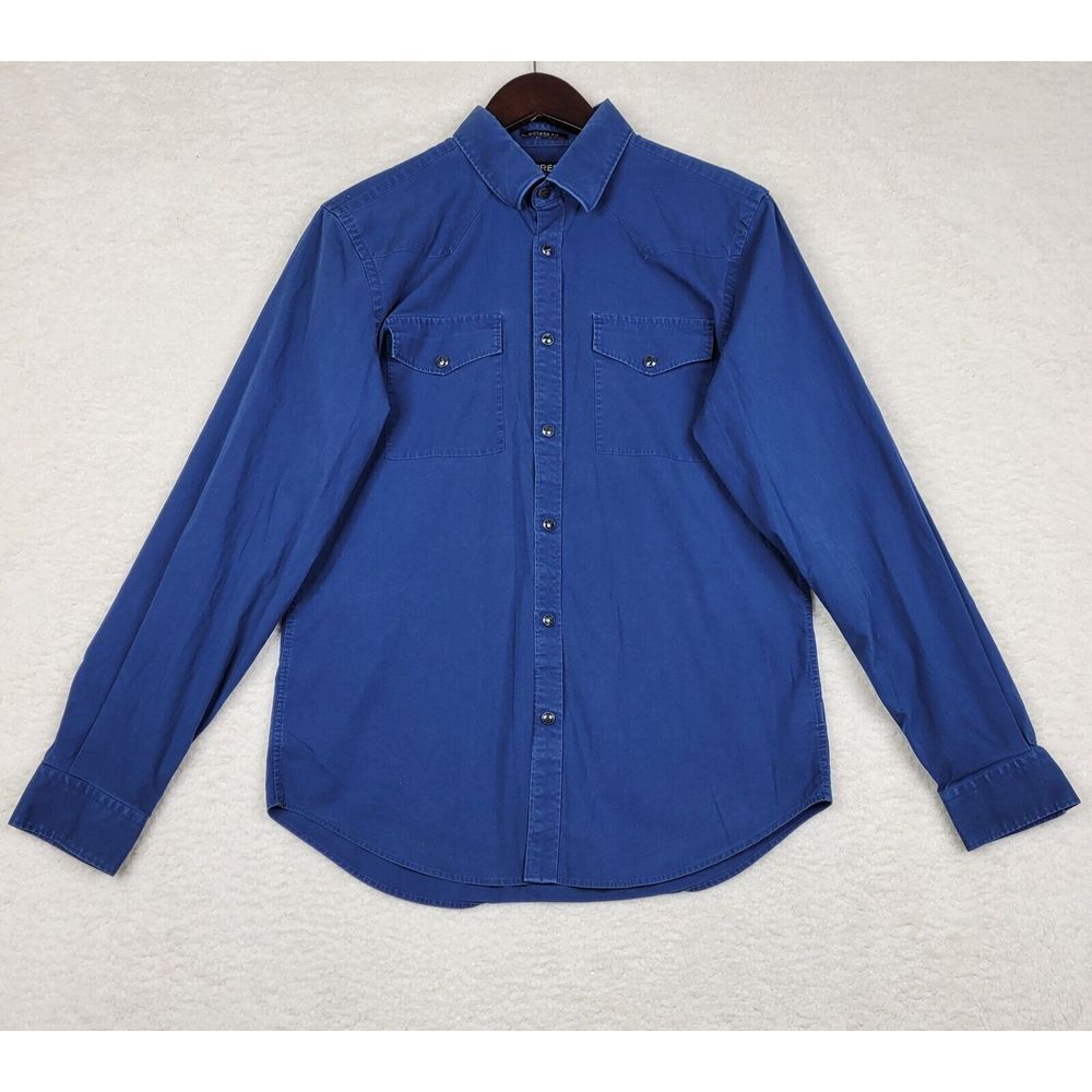 Express Shirt Mens Medium Blue‎ Modern Fit Long Sleeve Button Up Stretch Cotton